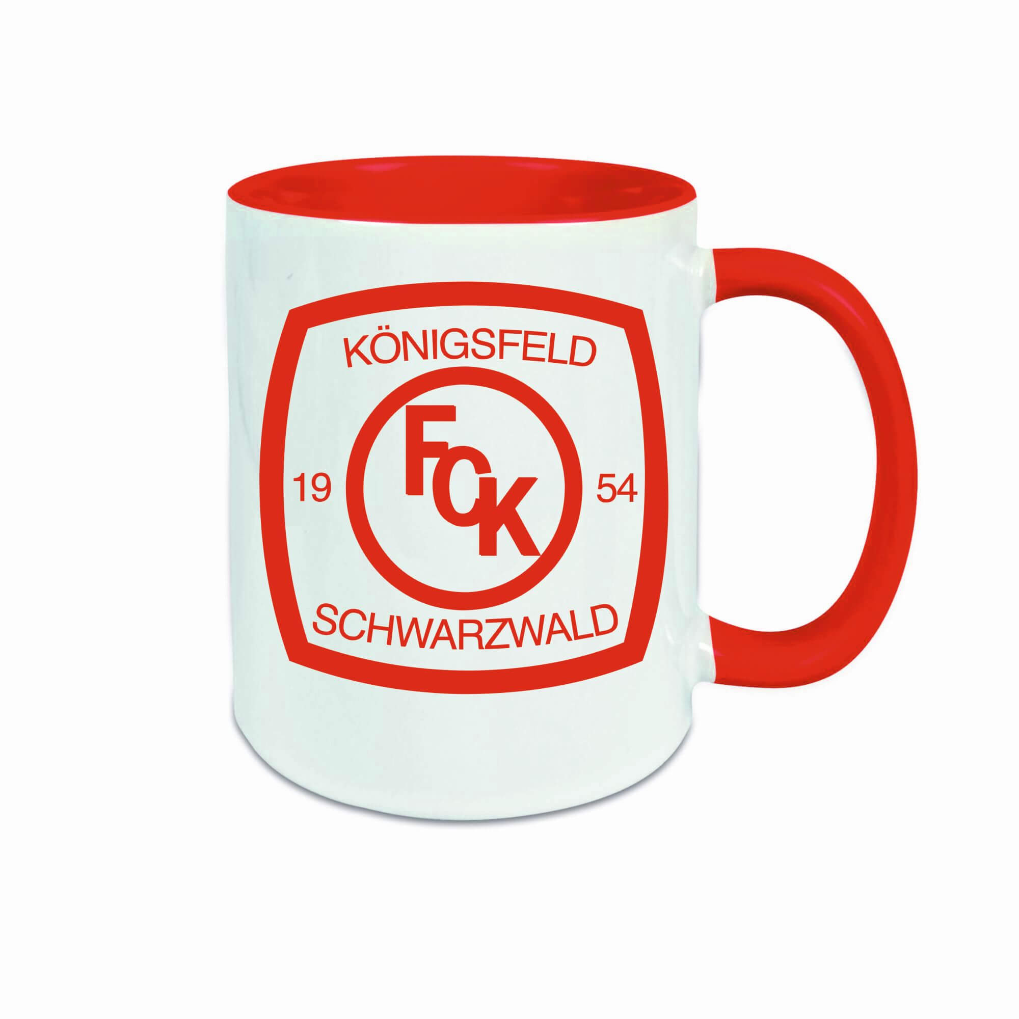 Keramiktasse FC Königsfeld weiß/rot