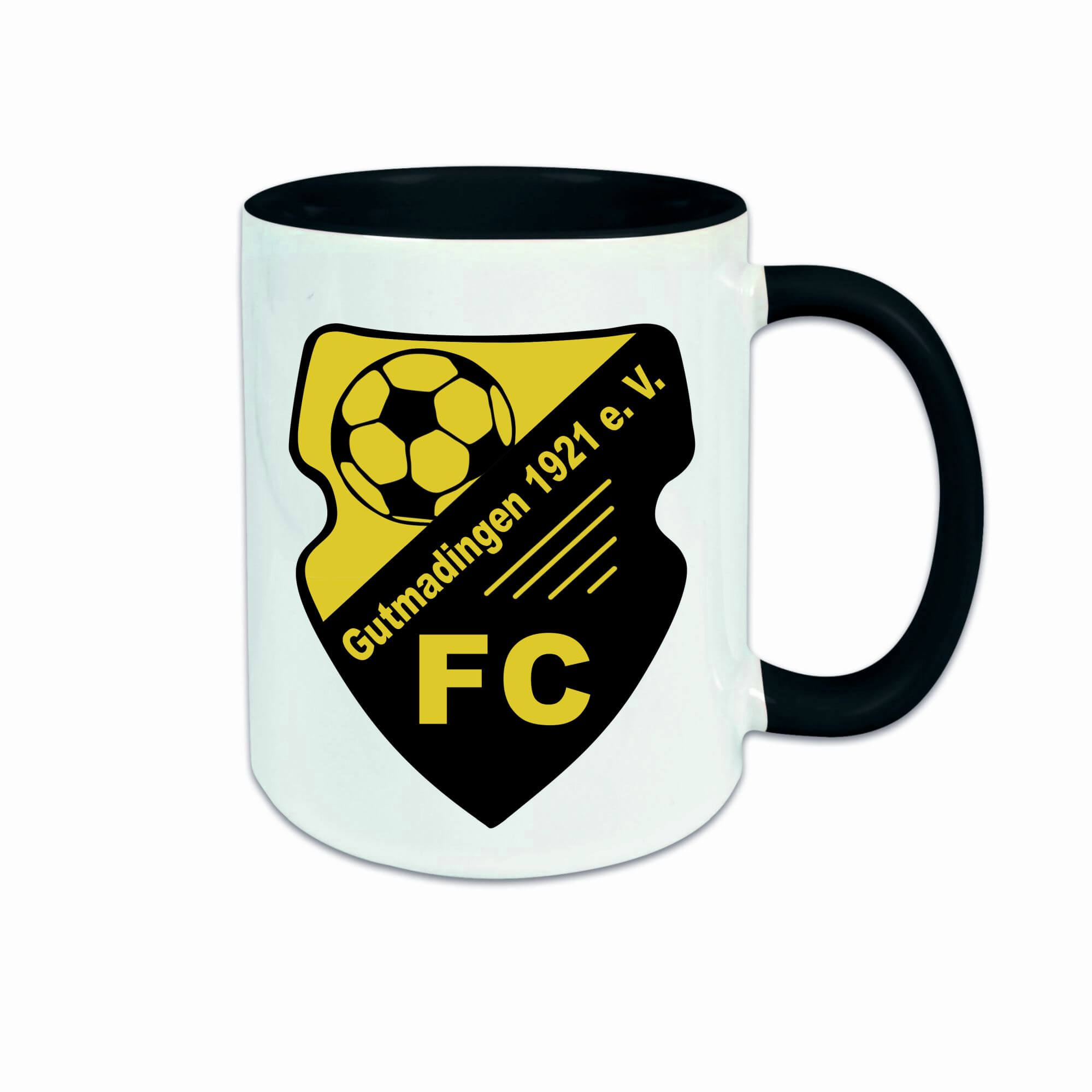 Keramiktasse weiß/schwarz FC Gutmadingen